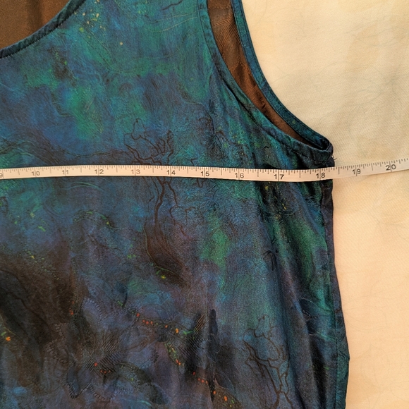NWOT 100% Silk Sleeveless mysterious blue abstract print dress Size M - Picture 13 of 16